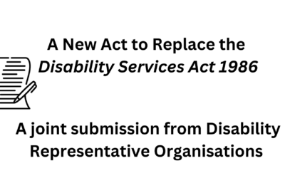 A New Act to Replace the Disability Services Act 1986: A joint submission from Disability Representative Organisations